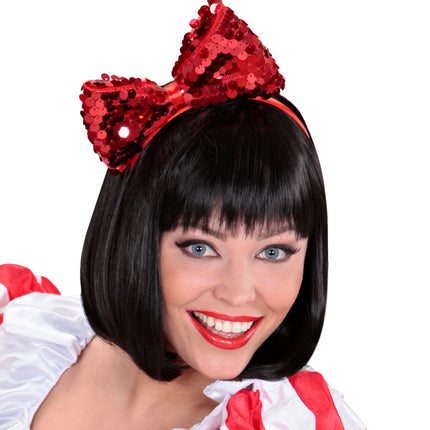 Widmann SRL hoofdband met paillettenstrik rood