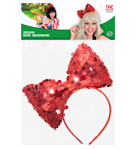 Widmann SRL hoofdband met paillettenstrik rood