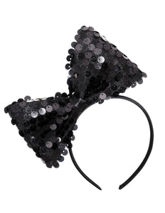 Widmann SRL hoofdband met paillettenstrik zwart