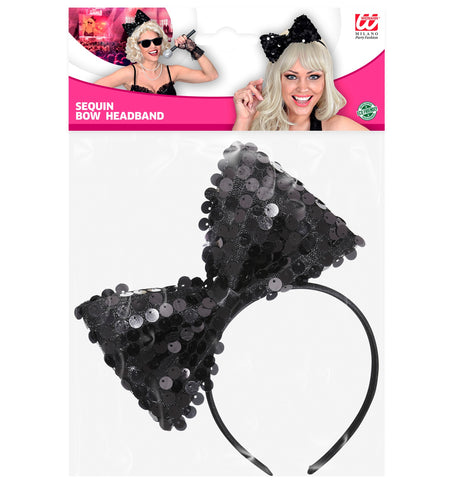 Widmann SRL hoofdband met paillettenstrik zwart