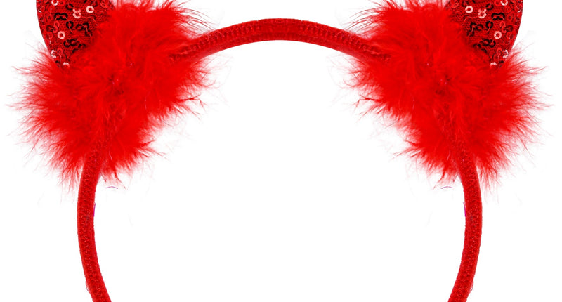 Widmann SRL Hoofdband pailletten hoorntjes Evi rood