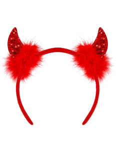 Widmann SRL Hoofdband pailletten hoorntjes Evi rood