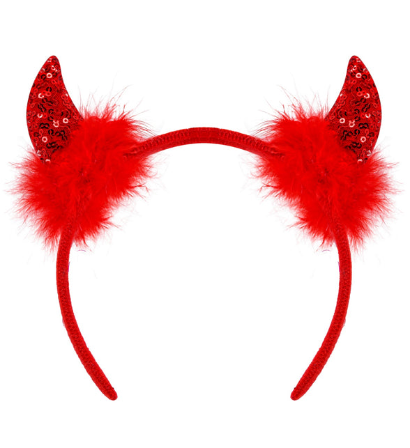 Widmann SRL Hoofdband pailletten hoorntjes Evi rood
