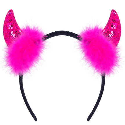 Widmann SRL Hoofdband pailletten hoorntjes Evi roze