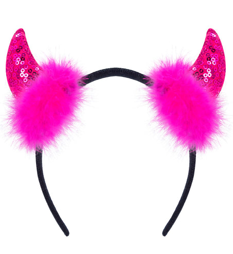 Widmann SRL Hoofdband pailletten hoorntjes Evi roze