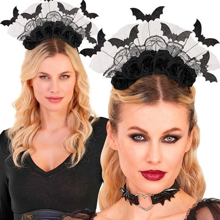 Widmann SRL Hoofdband vleermuizen en zwarte rozen Mees