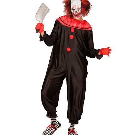 Widmann SRL Horror killer clown kostuum heren zwart rood
