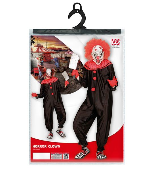 Widmann SRL Horror killer clown kostuum heren zwart rood