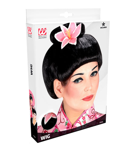 Widmann SRL Japanse pruik met bloem zwart