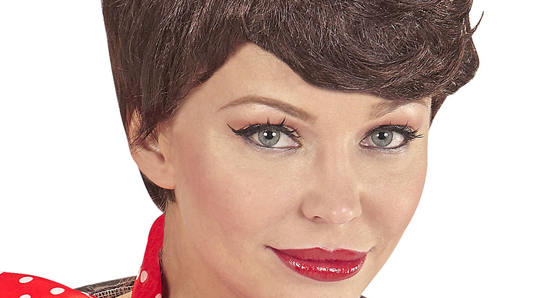 Widmann SRL Jaren 50 pruik bruin met sjaaltje