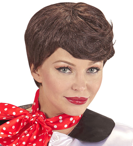 Widmann SRL Jaren 50 pruik bruin met sjaaltje