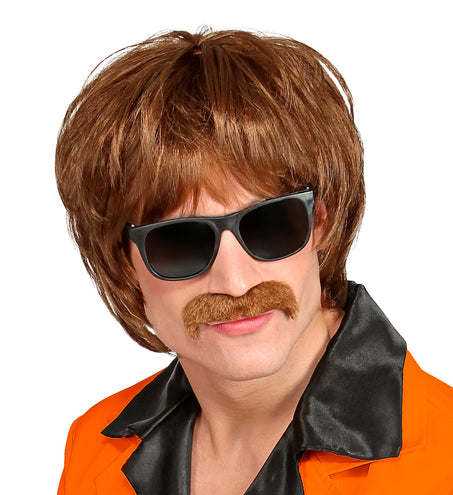 Widmann SRL Jaren 60 pruik met snor bruin