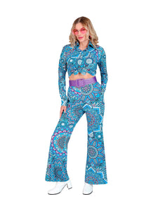 Widmann SRL Jaren 70 broek mandala blauw dames