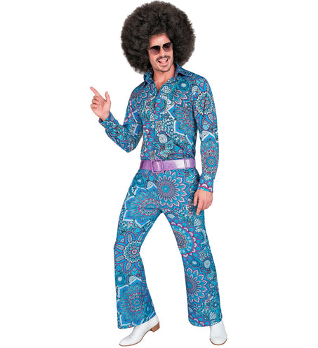 Widmann SRL Jaren 70 broek mandala blauw heren