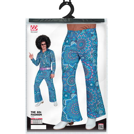 Widmann SRL Jaren 70 broek mandala blauw heren