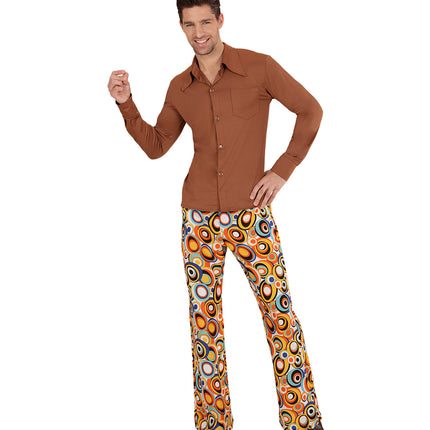 Widmann SRL Jaren 70 disco hemd Groovy bruin