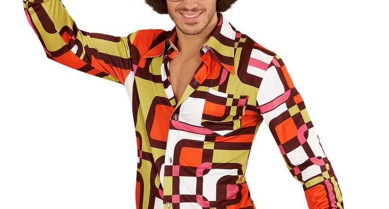 Widmann SRL Jaren 70 disco hemd Groovy vlakken