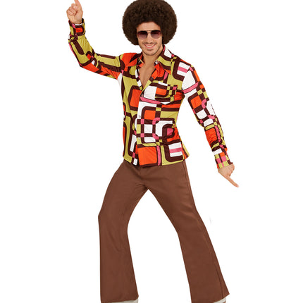 Widmann SRL Jaren 70 disco hemd Groovy vlakken