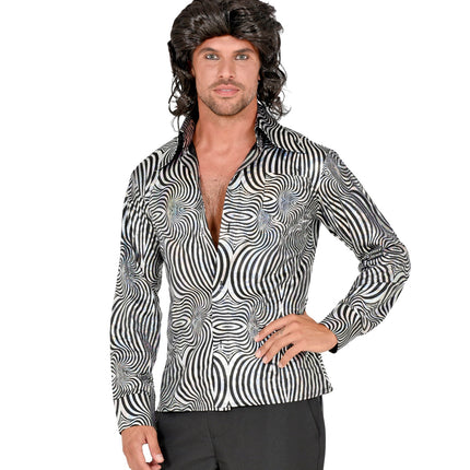 Widmann SRL Jaren 70 disco shirt zilver heren