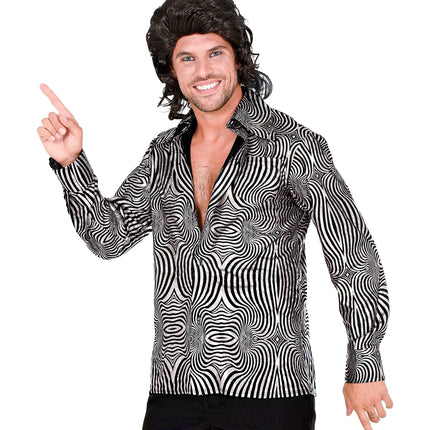 Widmann SRL Jaren 70 disco shirt zilver heren