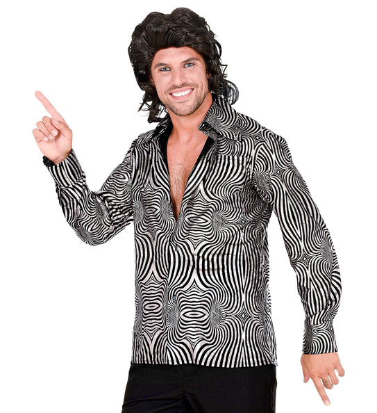 Widmann SRL Jaren 70 disco shirt zilver heren