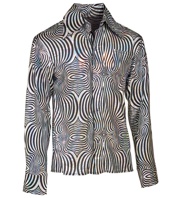 Widmann SRL Jaren 70 disco shirt zilver heren