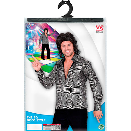 Widmann SRL Jaren 70 disco shirt zilver heren