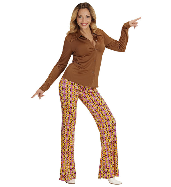 Widmann SRL Jaren 70 discoshirt Groovy bruin