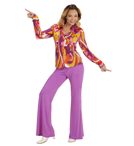 Widmann SRL Jaren 70 discoshirt Groovy Orchidee