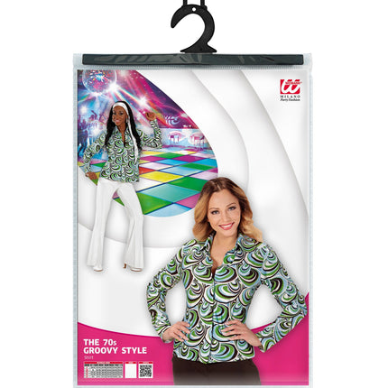 Widmann SRL Jaren 70 discoshirt Groovy Waves