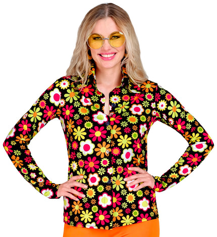 Widmann SRL Jaren 70 shirt flowers dames