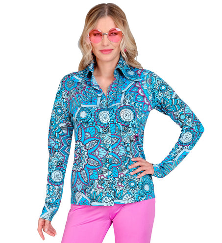 Widmann SRL Jaren 70 shirt mandala blauw dames