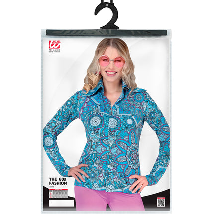 Widmann SRL Jaren 70 shirt mandala blauw dames