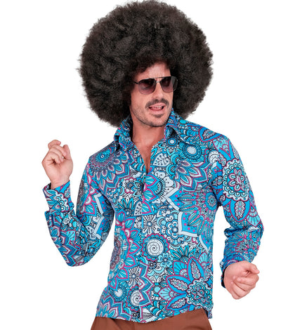 Widmann SRL Jaren 70 shirt mandala blauw heren