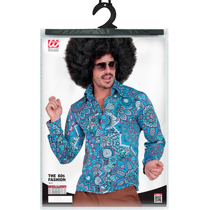 Widmann SRL Jaren 70 shirt mandala blauw heren