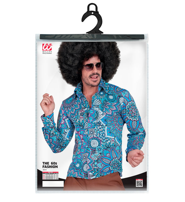 Widmann SRL Jaren 70 shirt mandala blauw heren