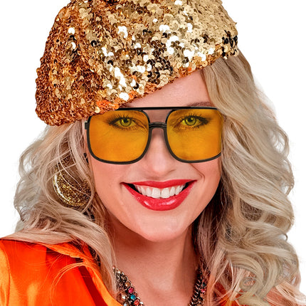 Widmann SRL Jaren 90 hippiebril met gele glazen