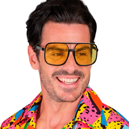 Widmann SRL Jaren 90 hippiebril met gele glazen