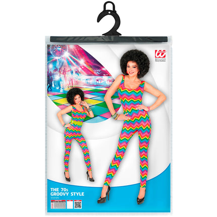 Widmann SRL Jurk jaren 70 neon gestreept