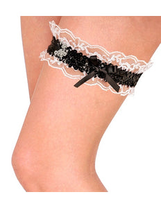 Widmann SRL Kanten retro kousenband wit met zwart