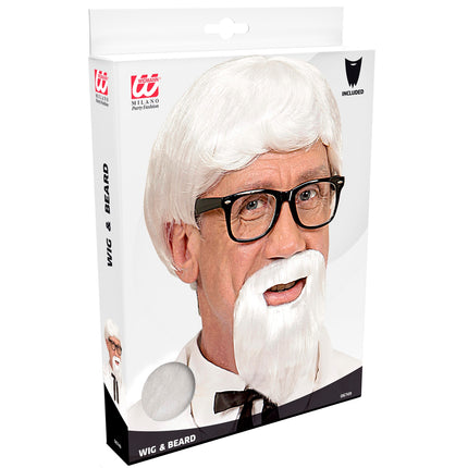 Widmann SRL Kentucky pruik wit met ringbaard