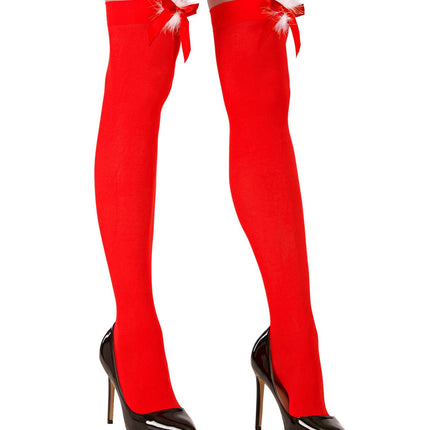 Widmann SRL Kerst panty rood met rode strik en wit plushe
