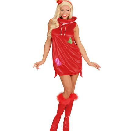 Widmann SRL Kerstjurkje kerstman zak rood fluweel dames