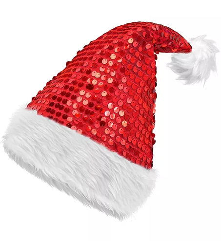 Widmann SRL Kerstman muts pluche en pailletten rood Emma