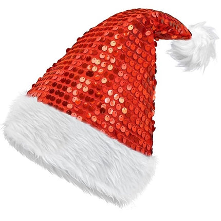 Widmann SRL Kerstman muts pluche en pailletten rood Emma