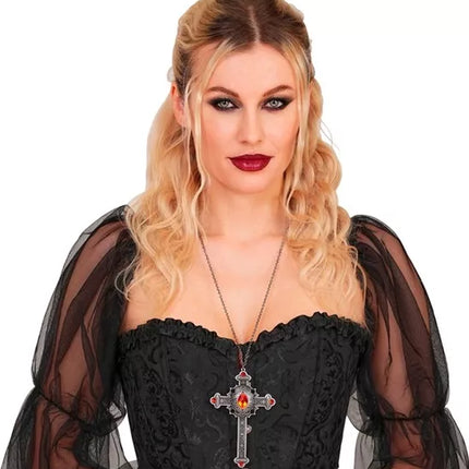 Widmann SRL Ketting kruis met rode juwelen Lotte