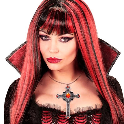 Widmann SRL Ketting kruis met rode juwelen Lotte