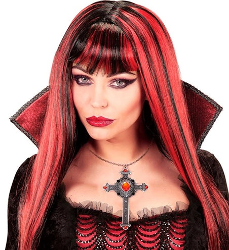 Widmann SRL Ketting kruis met rode juwelen Lotte