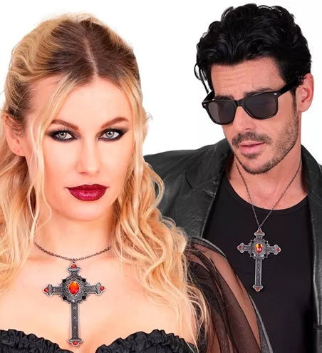 Widmann SRL Ketting kruis met rode juwelen Lotte