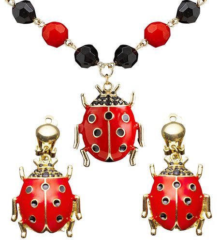 Widmann SRL Ketting lieveheersbeestje met oorbellen